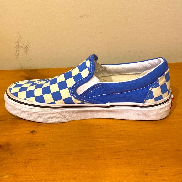 Unisex Vans Blue & White Checker low top slip on sneakers Mens 3.5 womens 5 - Picture 8 of 10